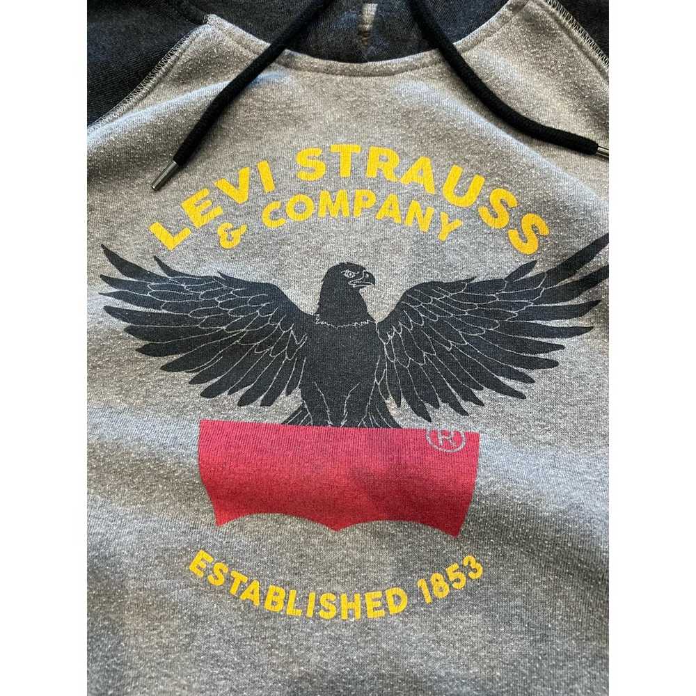 Levi's Logo Eagle Hoodie Sweatshirt Gray Size Lar… - image 3