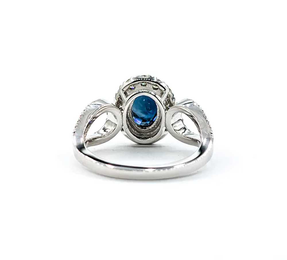 2.06ct Oval Blue Sapphire & Diamond Halo Ring In … - image 10