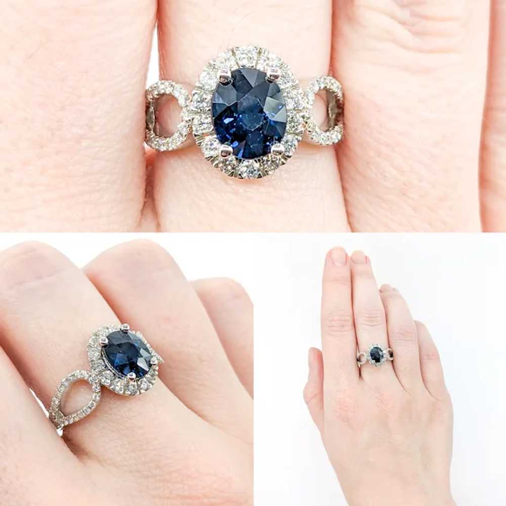 2.06ct Oval Blue Sapphire & Diamond Halo Ring In … - image 2