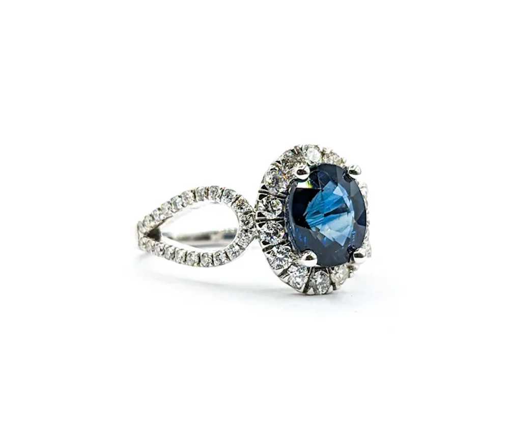 2.06ct Oval Blue Sapphire & Diamond Halo Ring In … - image 3