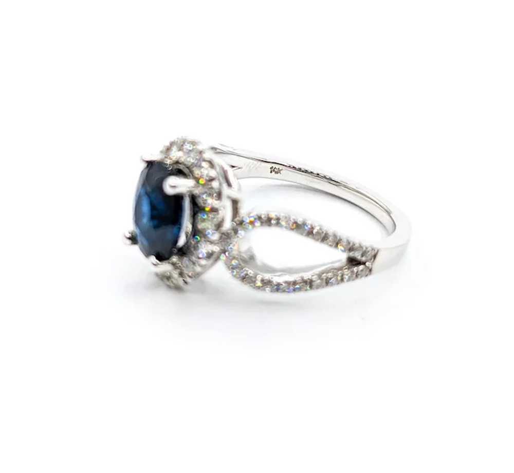 2.06ct Oval Blue Sapphire & Diamond Halo Ring In … - image 4