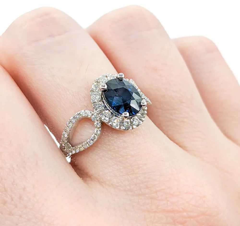 2.06ct Oval Blue Sapphire & Diamond Halo Ring In … - image 8