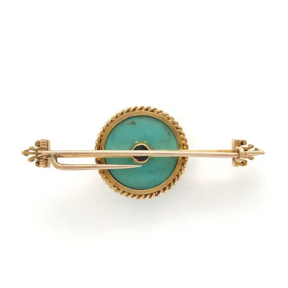 Victorian 14K Gold Turquoise Bar Pin - image 3