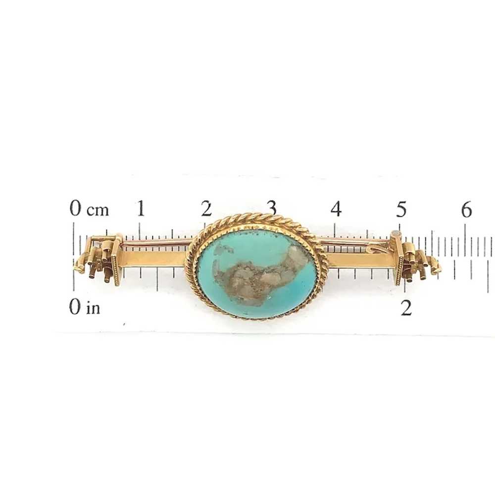 Victorian 14K Gold Turquoise Bar Pin - image 5