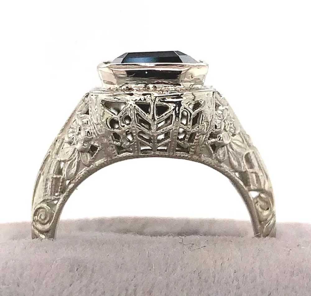 14K Art Deco 4.34ct Tourmaline Filigree Ring - image 4