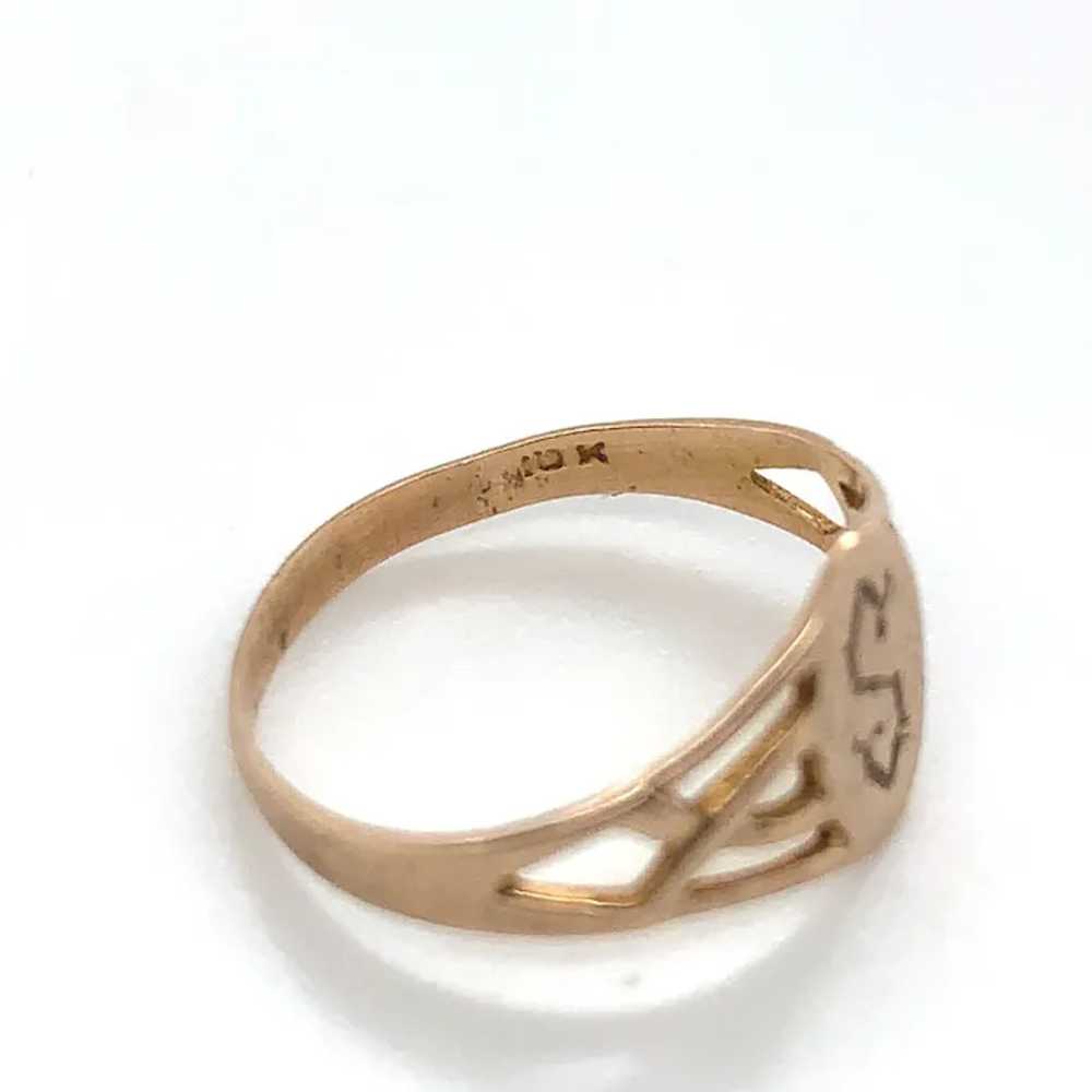 10K Open Weave Baby Signet Ring S Monogram - image 4