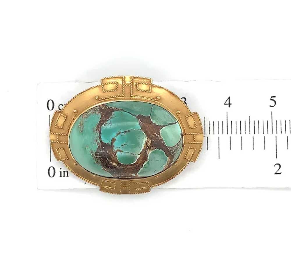 Etruscan Design 10K Gold Turquoise Pin - image 4