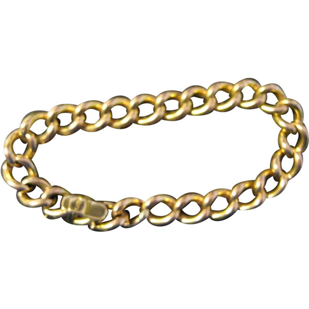 14K Yellow Gold Hollow Chain Link Bracelet - image 1