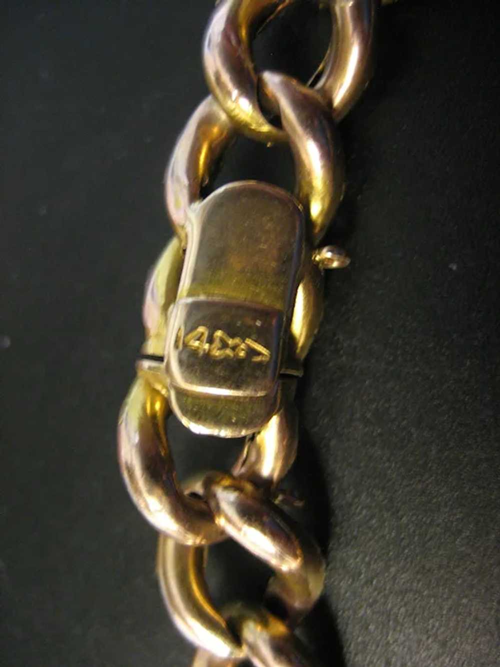 14K Yellow Gold Hollow Chain Link Bracelet - image 2
