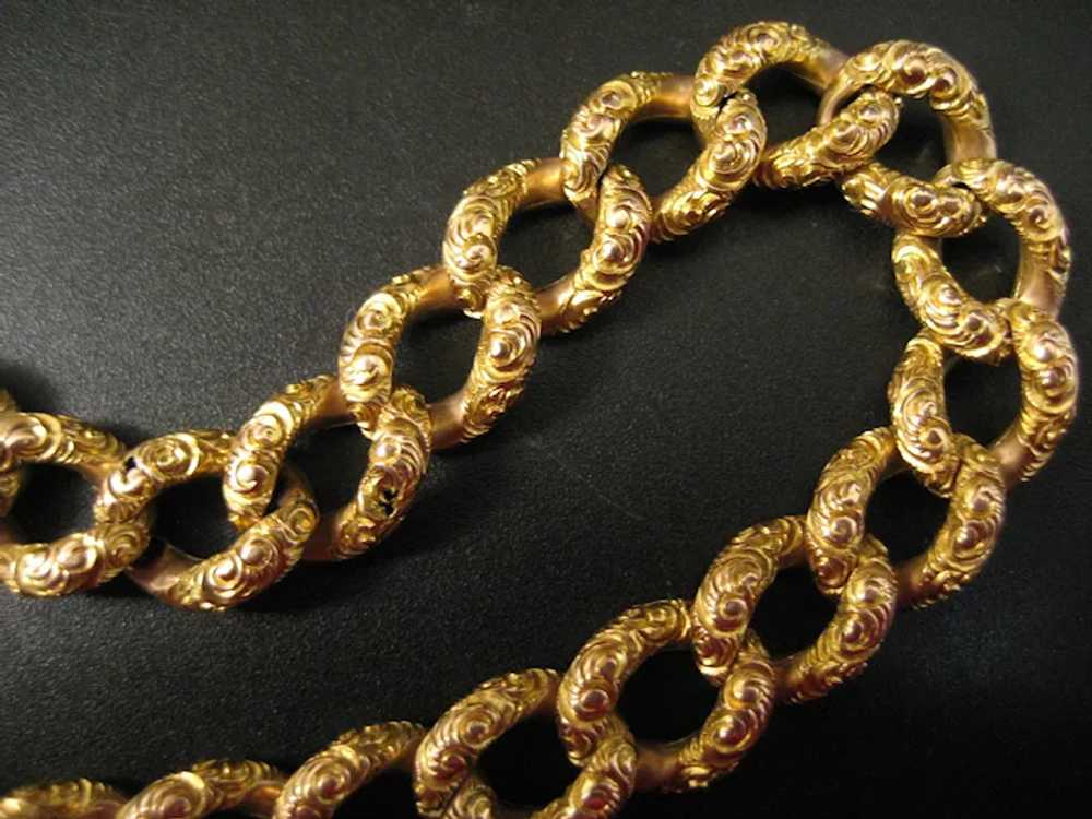 14K Yellow Gold Hollow Chain Link Bracelet - image 5