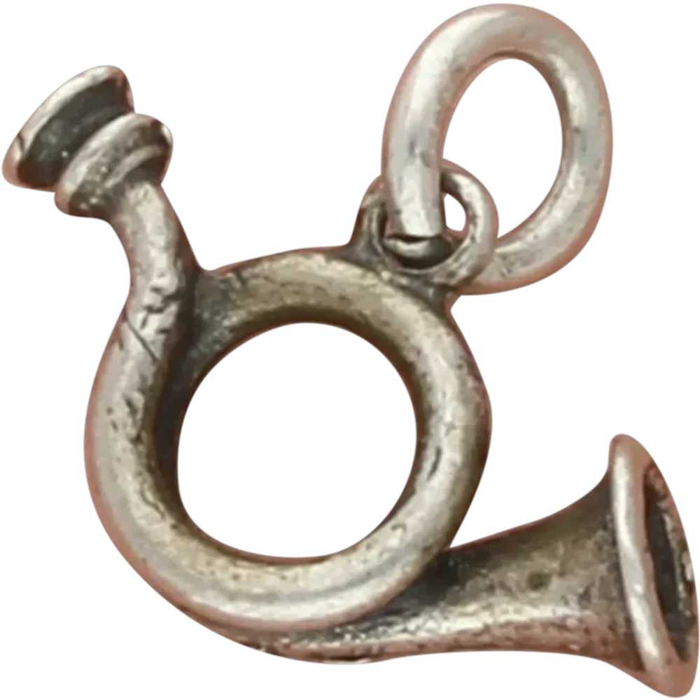 Sterling Silver Vintage 3D French Horn Charm - image 1