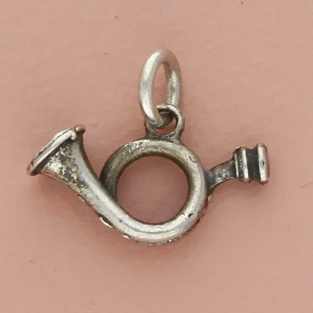 Sterling Silver Vintage 3D French Horn Charm - image 3