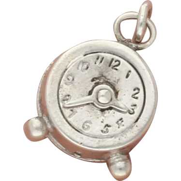 Sterling Silver Vintage 3D Alarm Clock (Moves) Cha