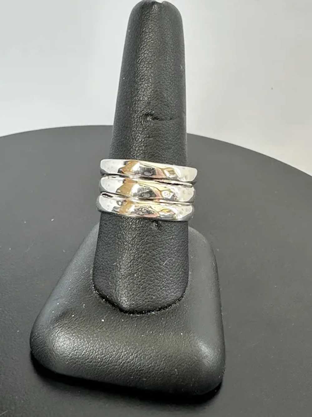 Triple Stacked Sterling Band Ring - image 4