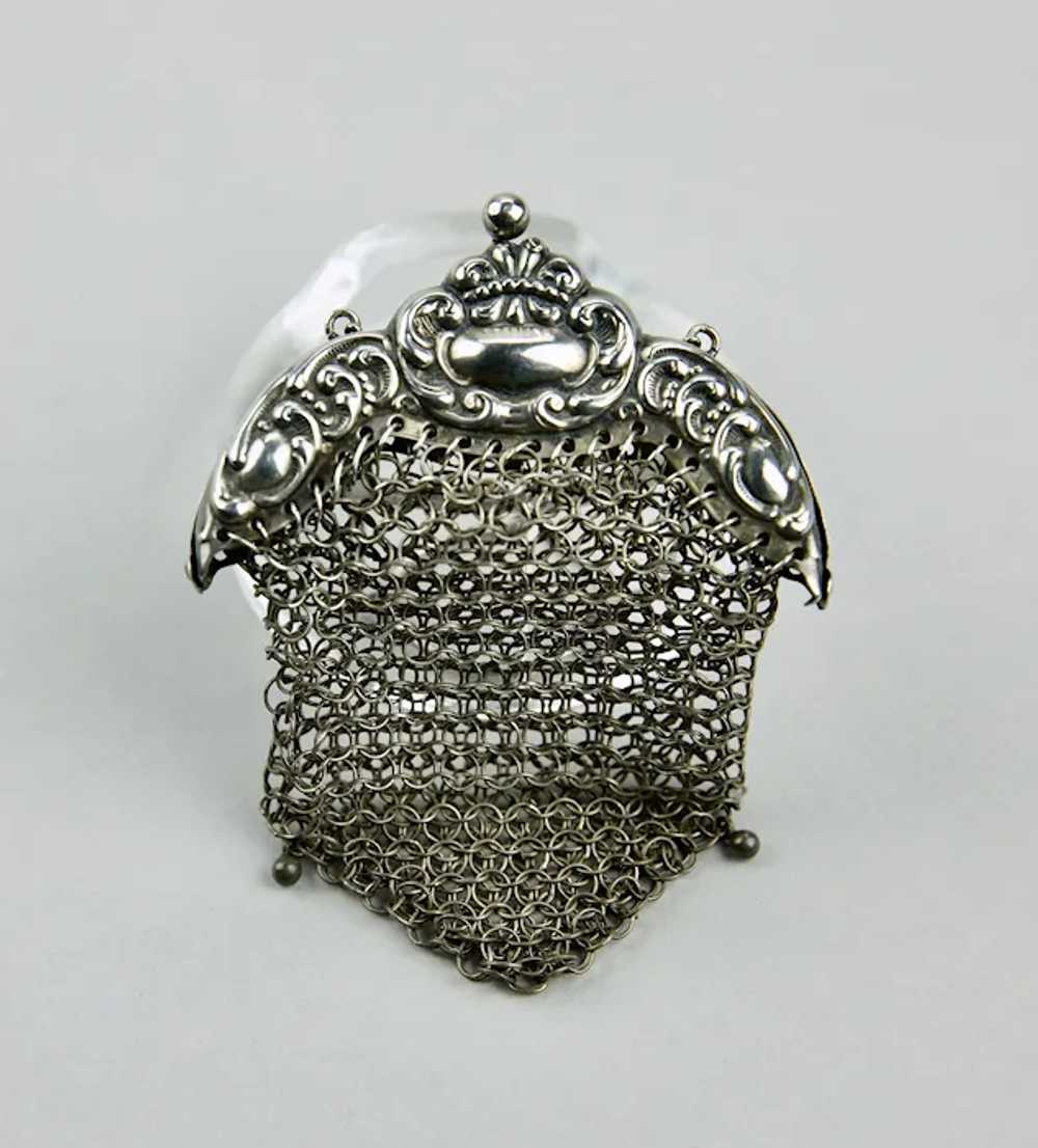 Chatelaine Chain Mail Purse Sterling Silver Hangi… - image 11