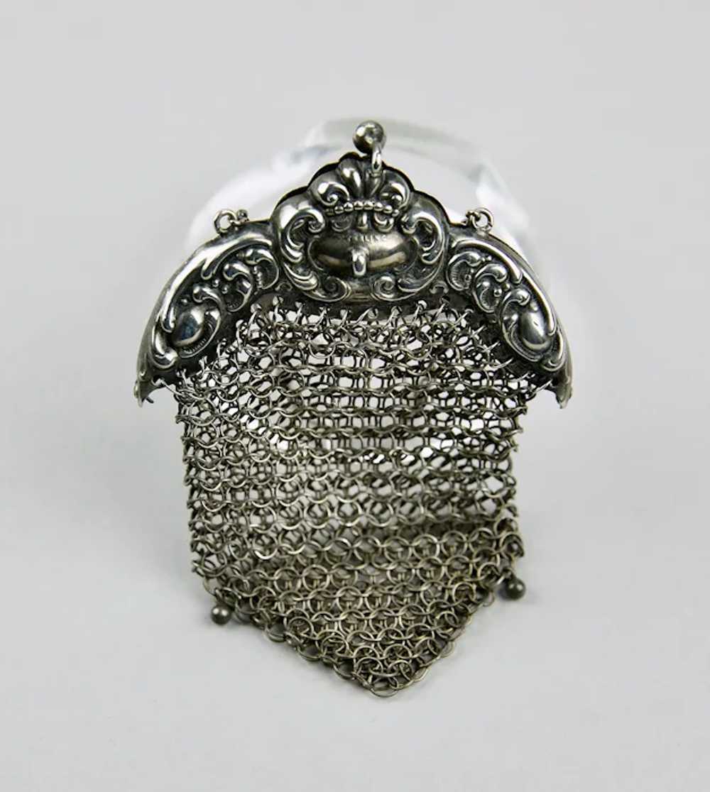 Chatelaine Chain Mail Purse Sterling Silver Hangi… - image 12