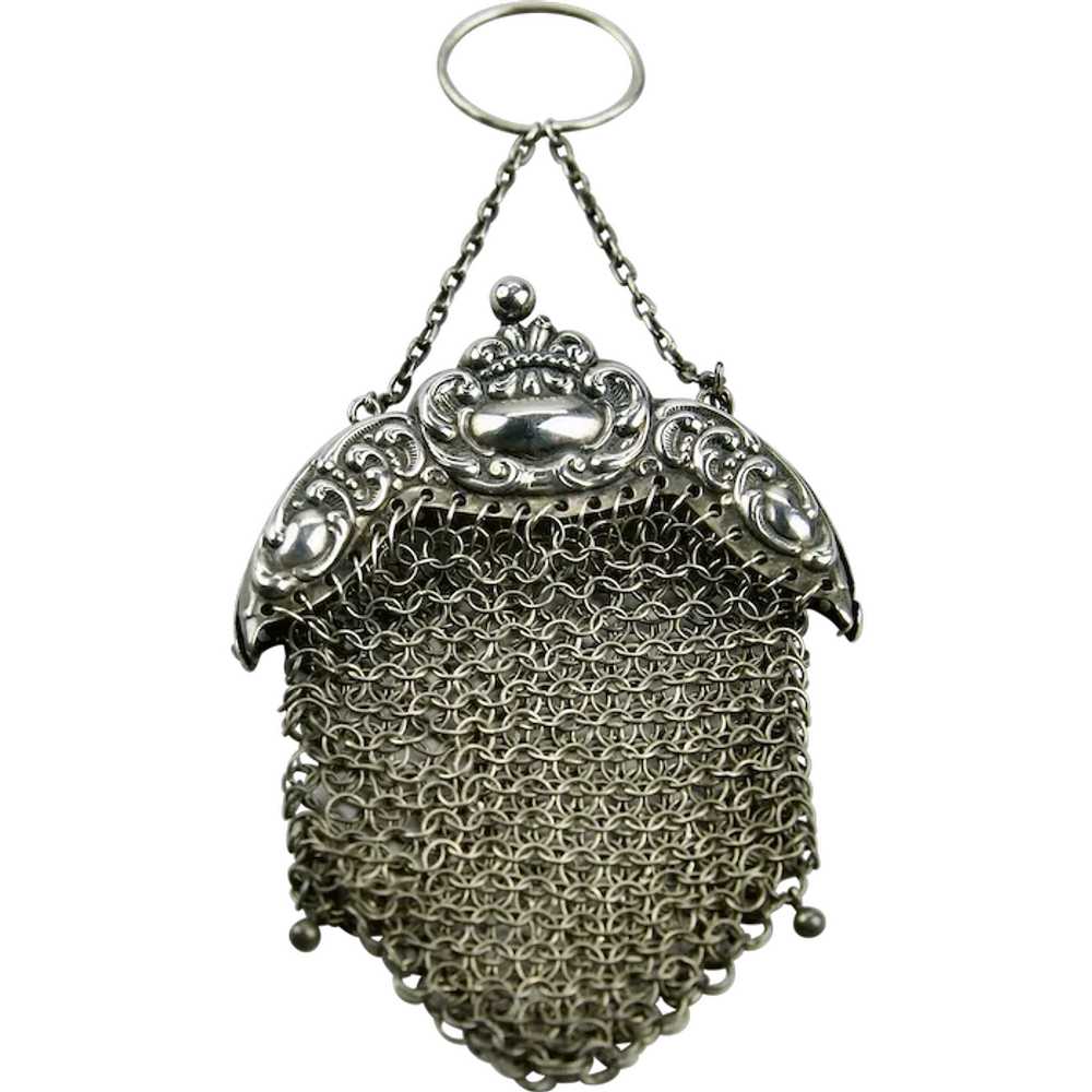 Chatelaine Chain Mail Purse Sterling Silver Hangi… - image 1