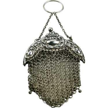 Chatelaine Chain Mail Purse Sterling Silver Hangi… - image 1
