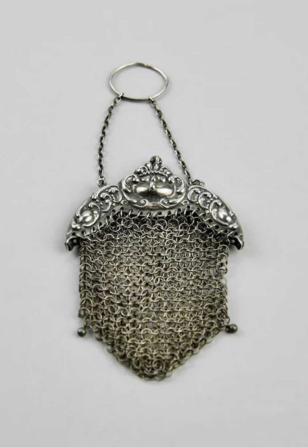 Chatelaine Chain Mail Purse Sterling Silver Hangi… - image 2