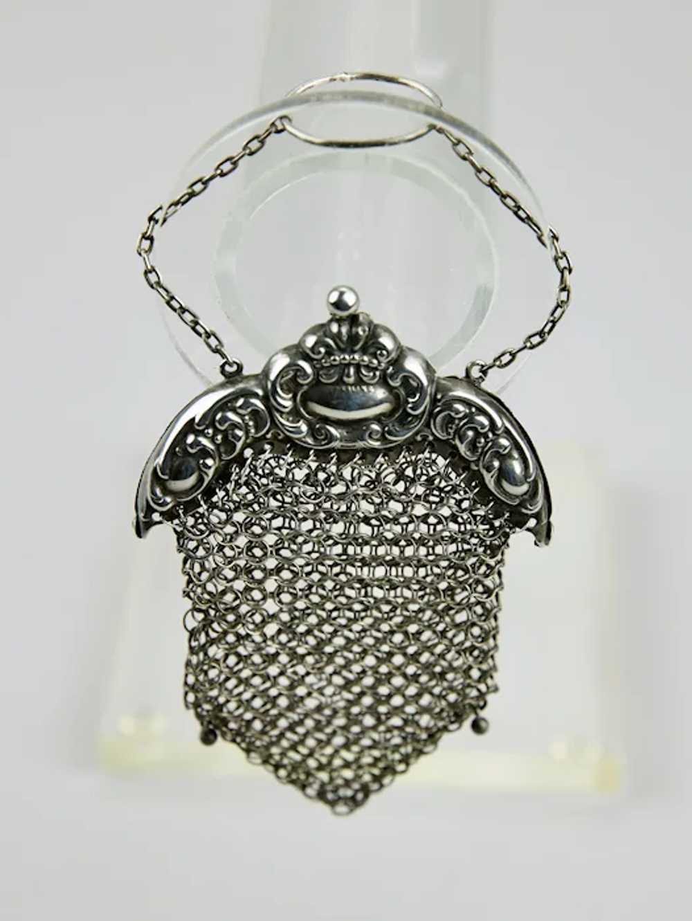 Chatelaine Chain Mail Purse Sterling Silver Hangi… - image 3