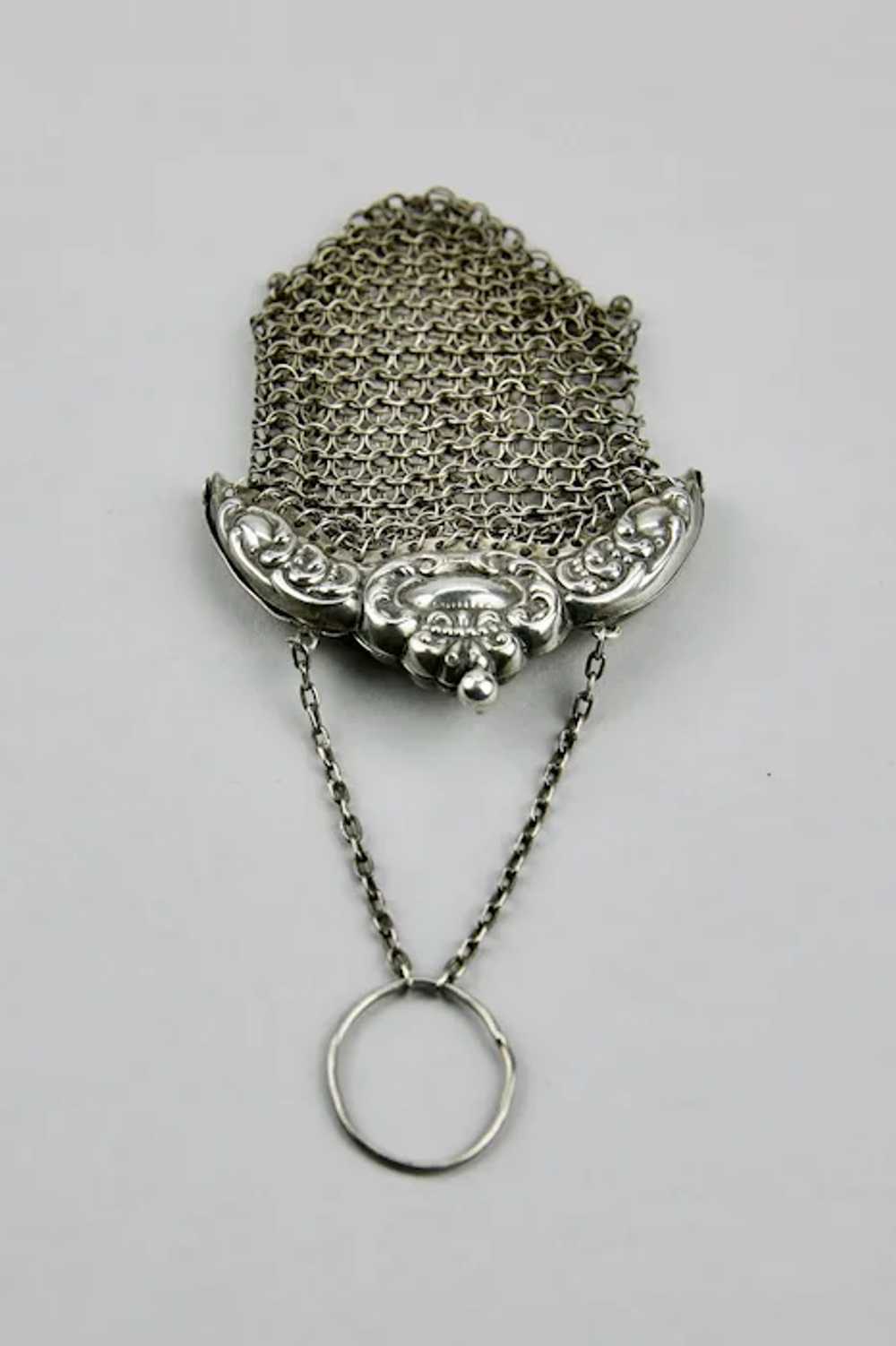 Chatelaine Chain Mail Purse Sterling Silver Hangi… - image 6