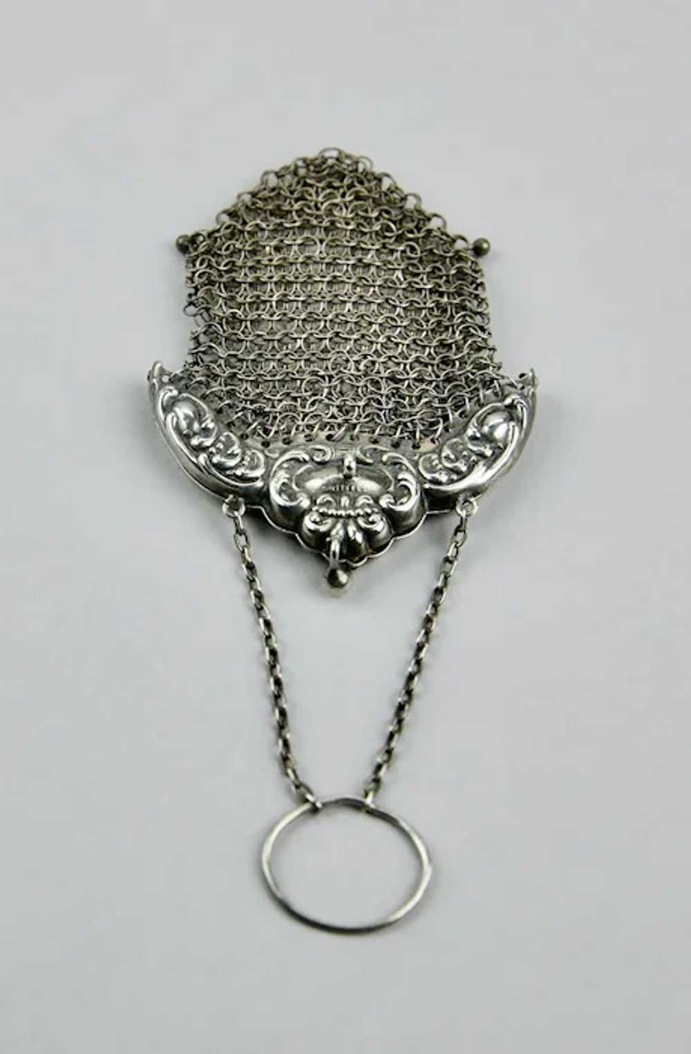Chatelaine Chain Mail Purse Sterling Silver Hangi… - image 8