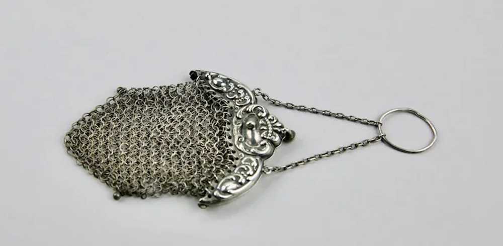 Chatelaine Chain Mail Purse Sterling Silver Hangi… - image 9