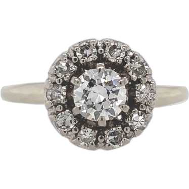 Vintage 18K Diamond Halo ring .60ct tw