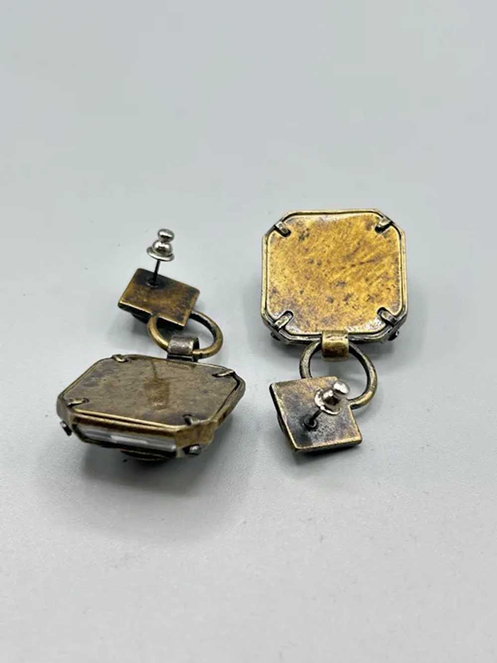 Vintage Pierced Dangles Earrings Geometric Art De… - image 6