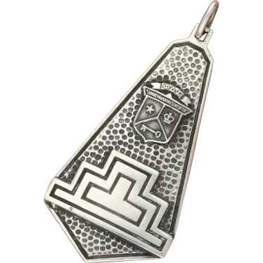 Sterling Silver Vintage Sosority Shield Drop Pend… - image 1