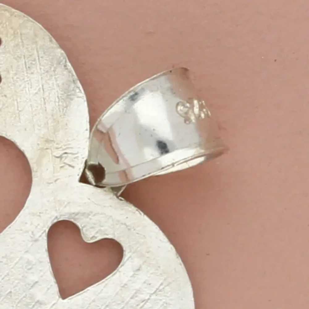 Sterling Silver Vintage Textured Hearts Pendant - image 3
