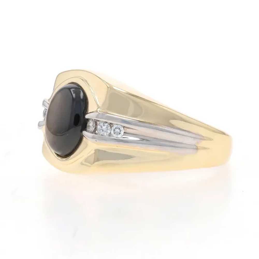 Yellow Gold Sapphire & Diamond Men's Ring - 14k O… - image 3