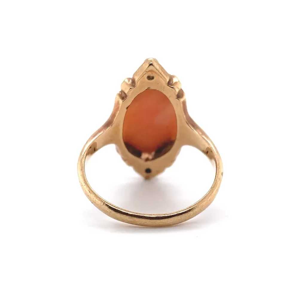 Coral Cameo 10K Ring with Diamond Accents - image 3