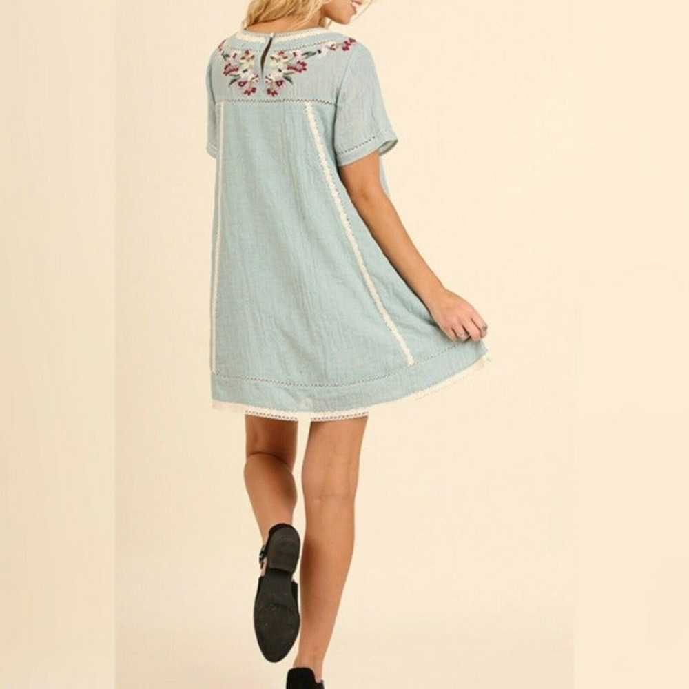 Umgee Bohemian Floral Embroidered Short Sleeve Dr… - image 2