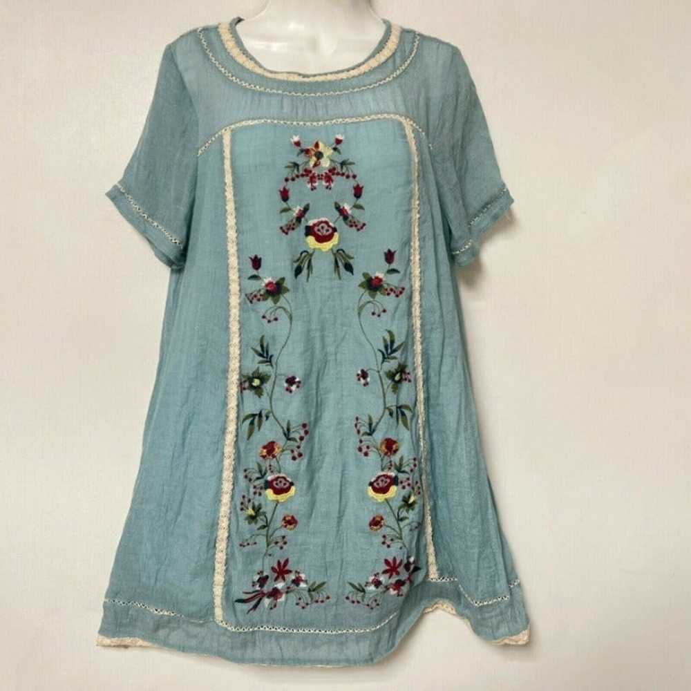 Umgee Bohemian Floral Embroidered Short Sleeve Dr… - image 3