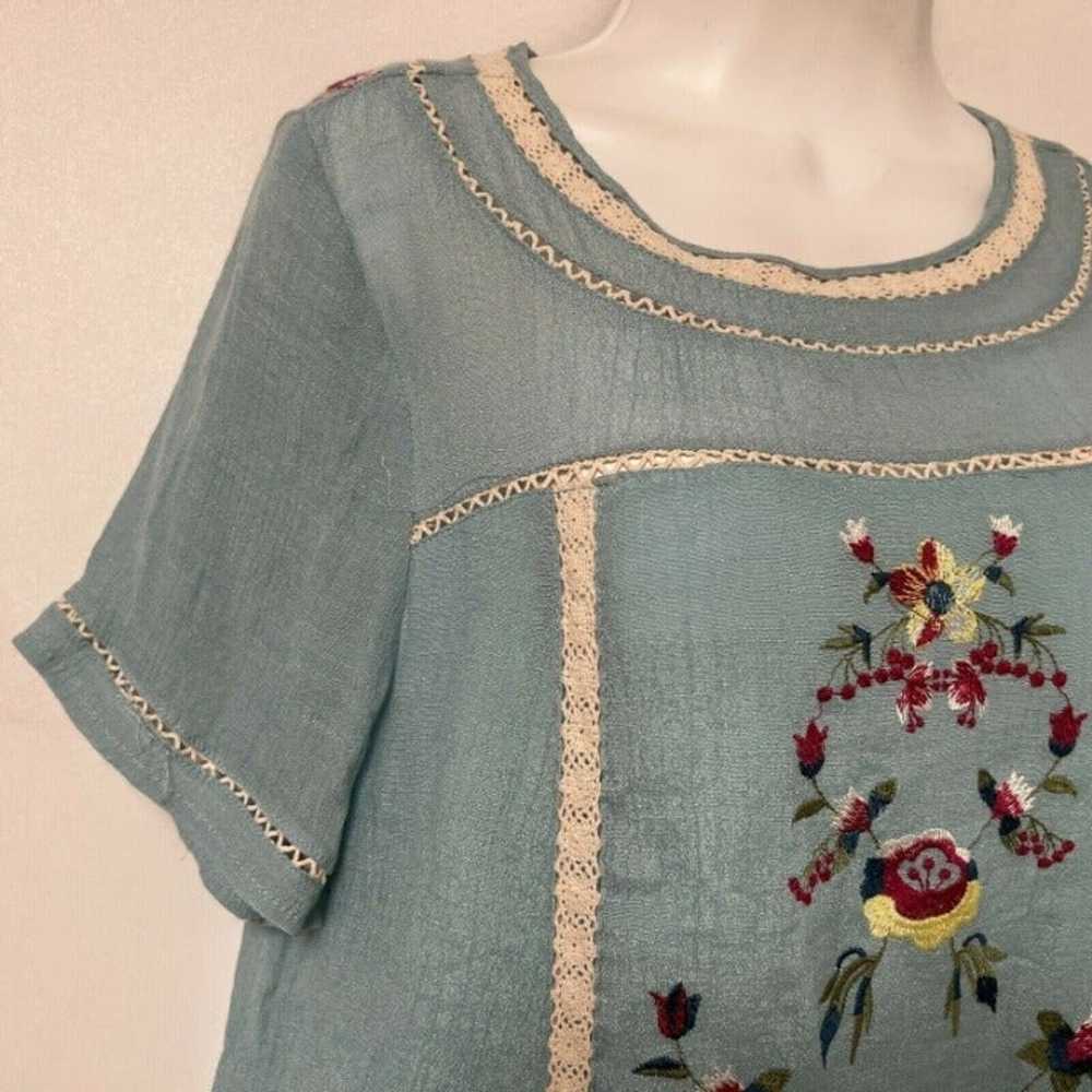 Umgee Bohemian Floral Embroidered Short Sleeve Dr… - image 6