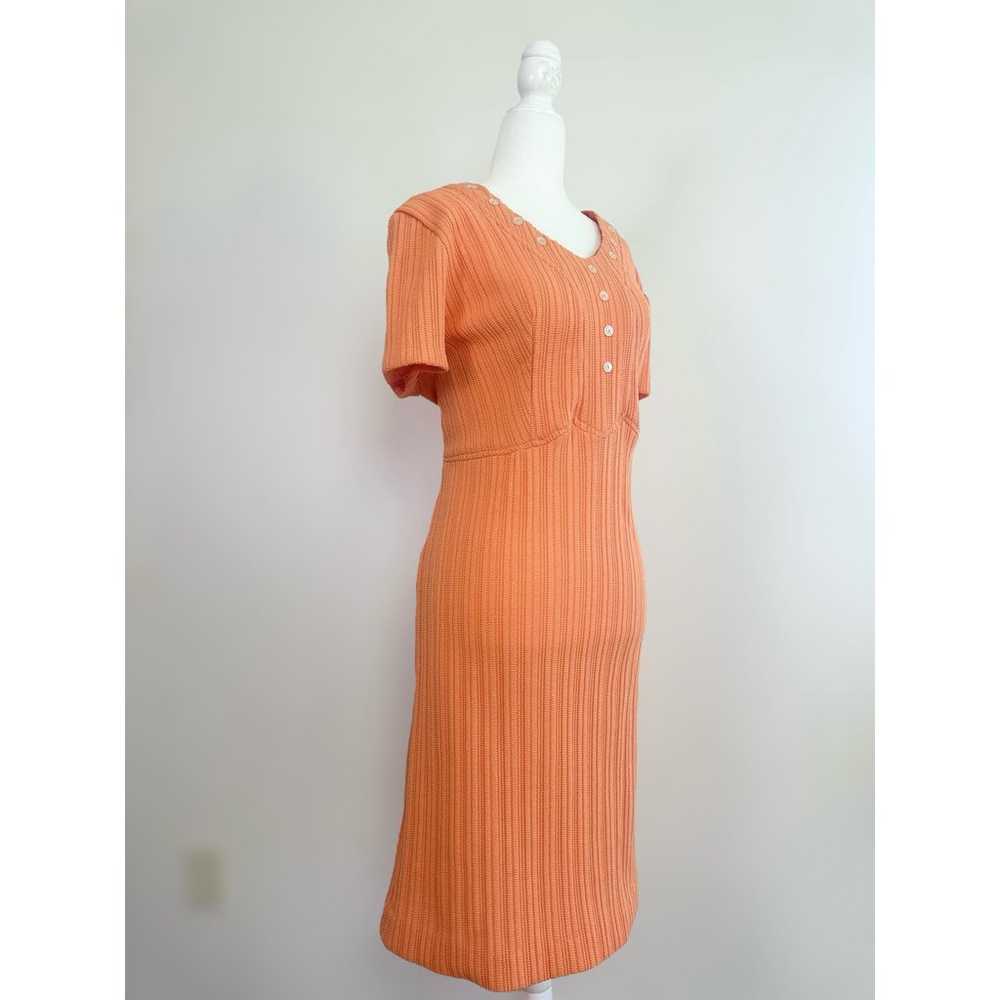 Vintage 60's Union Made Orange Ribbed Knit Polyes… - image 2