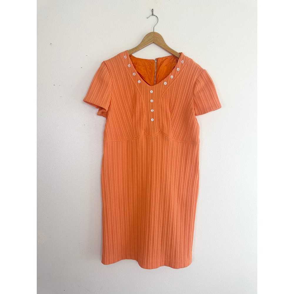 Vintage 60's Union Made Orange Ribbed Knit Polyes… - image 4