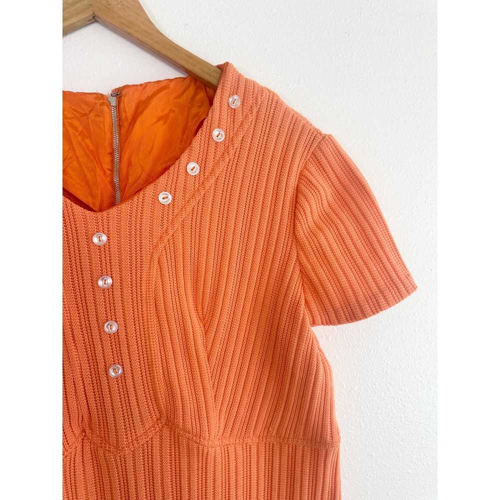 Vintage 60's Union Made Orange Ribbed Knit Polyes… - image 6