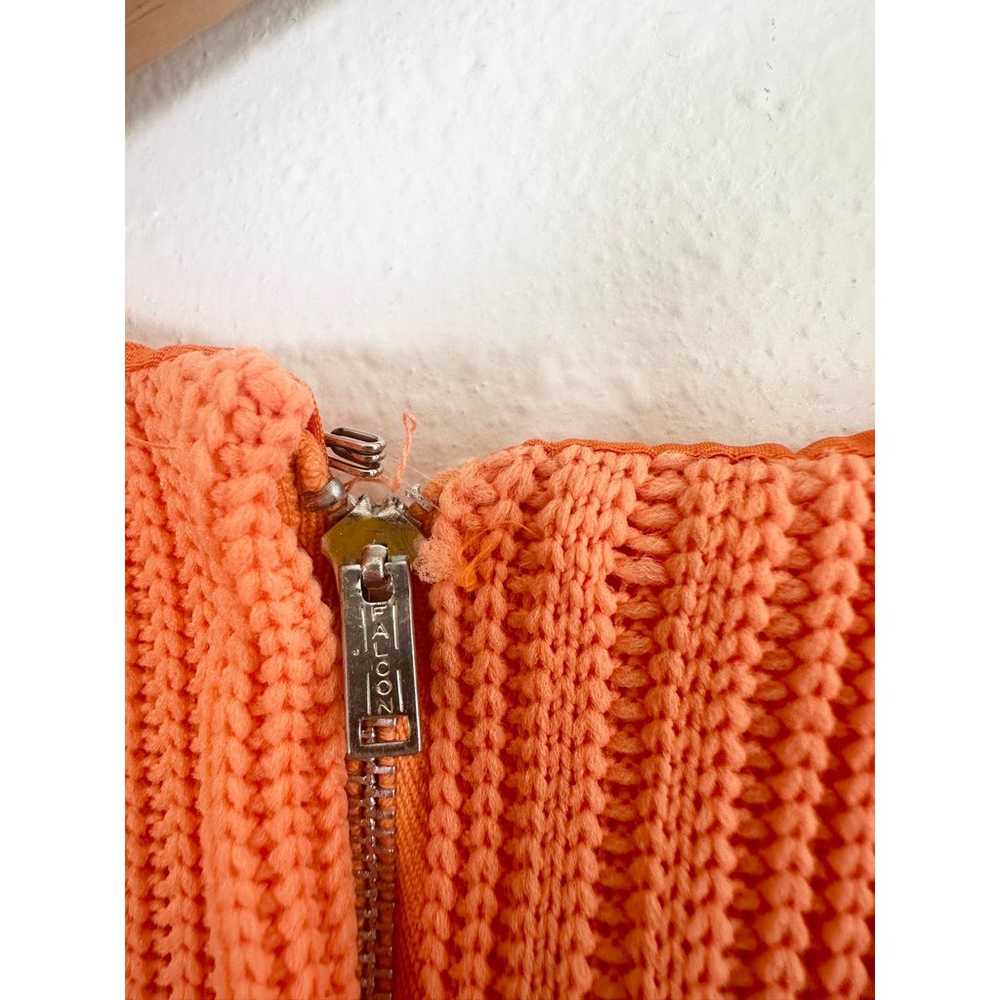 Vintage 60's Union Made Orange Ribbed Knit Polyes… - image 9