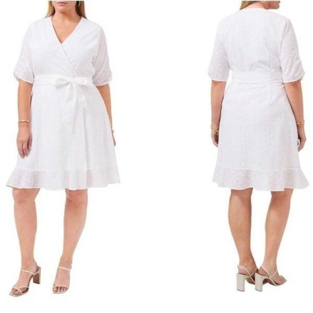 1.State White Embroidered Eyelet Cotton Wrap Dres… - image 1