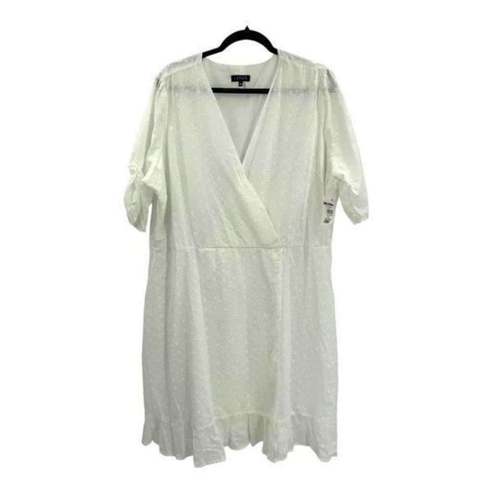 1.State White Embroidered Eyelet Cotton Wrap Dres… - image 2