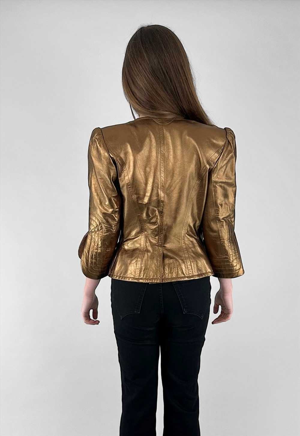 90's Vintage Couture Giles Deacon Bronze Leather … - image 3