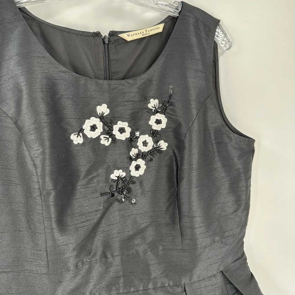 Wayward Fancies Black Floral Beaded Sequin Sleeve… - image 3