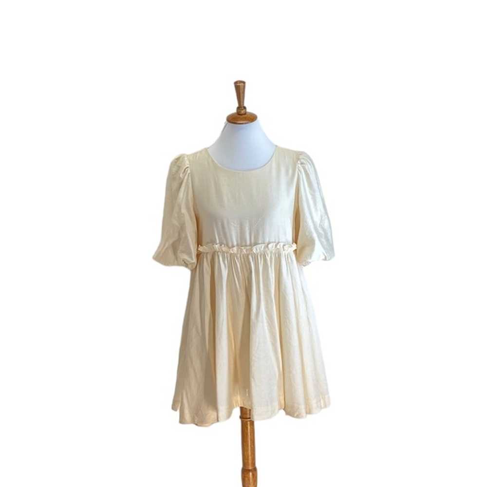 Mable Denver Puff Sleeve Mini Dress Cream Size M … - image 2