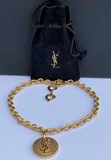 YVES SAINT LAURENT Vintage Chain Necklace YSL Log… - image 1