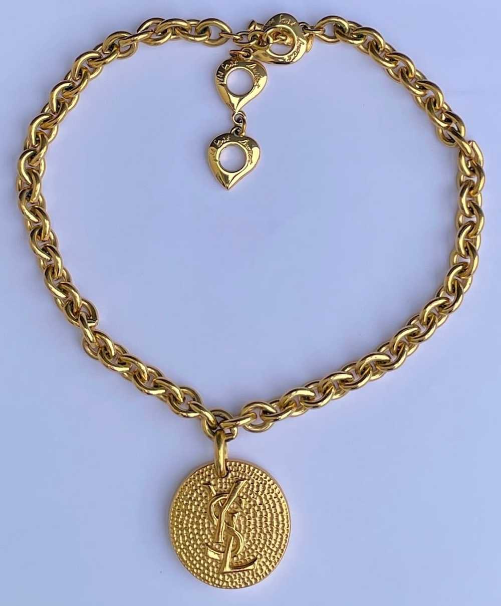 YVES SAINT LAURENT Vintage Chain Necklace YSL Log… - image 2