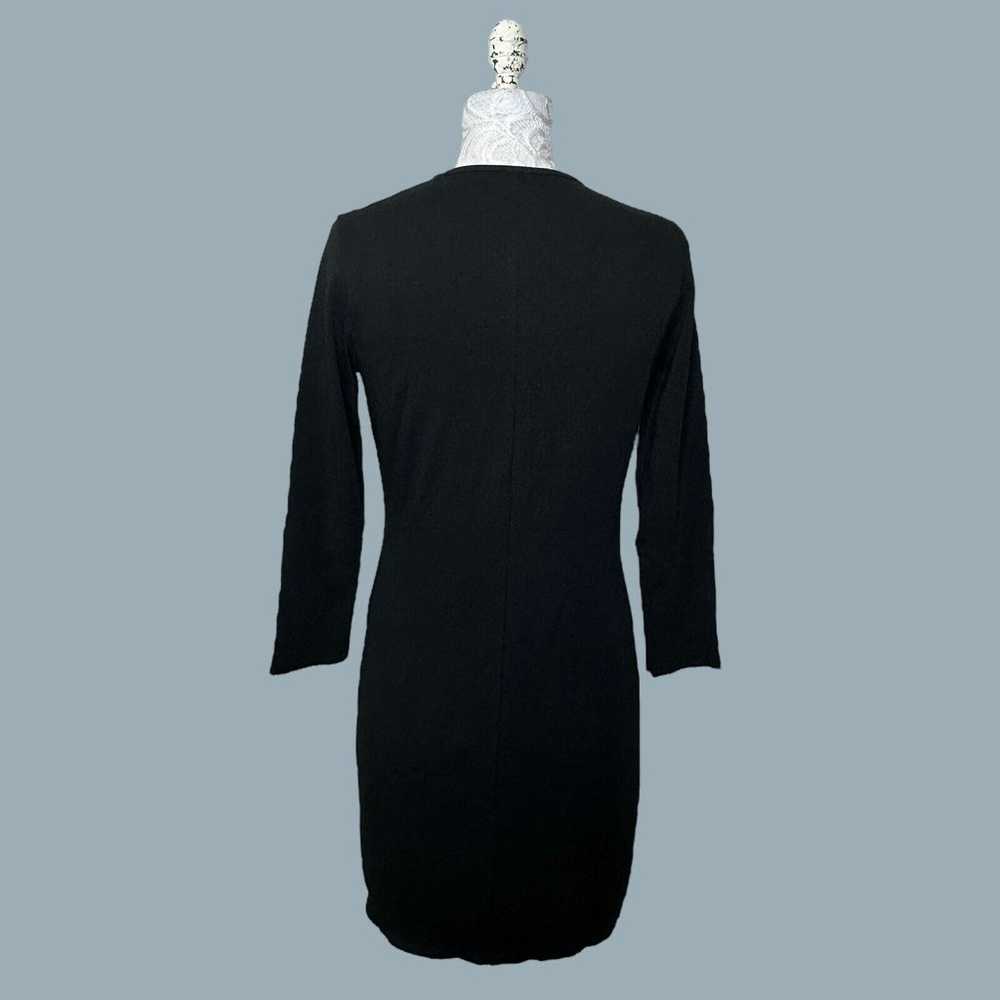 Re/Done Long Sleeve V-Neck Ruched Slit Dress Blac… - image 2
