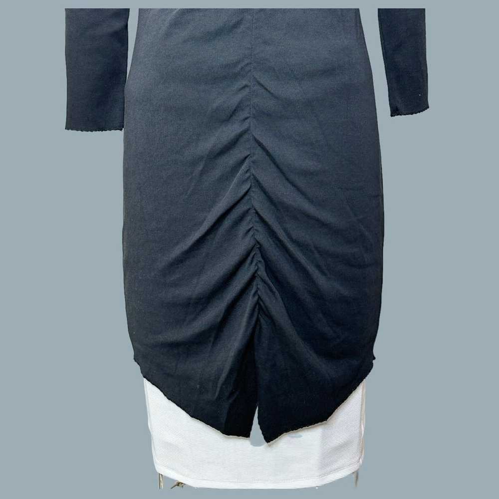 Re/Done Long Sleeve V-Neck Ruched Slit Dress Blac… - image 4