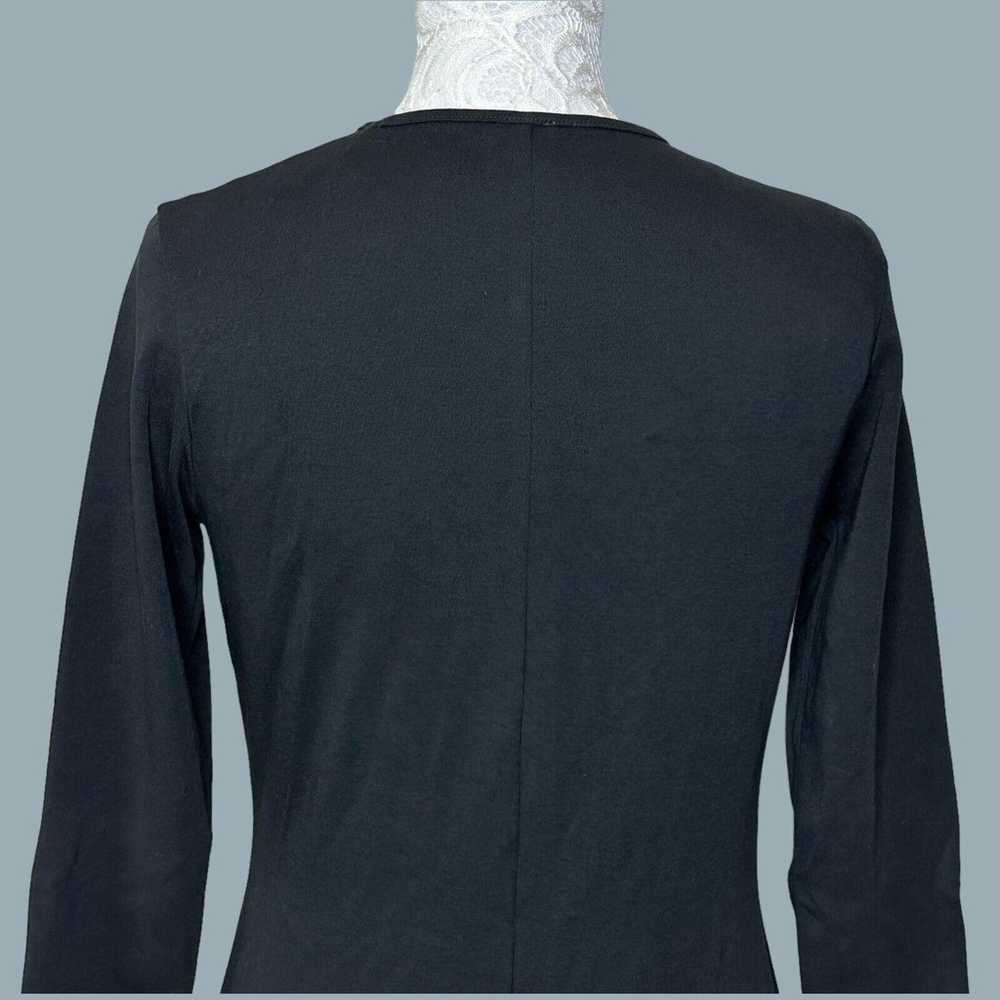 Re/Done Long Sleeve V-Neck Ruched Slit Dress Blac… - image 7